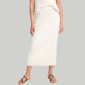 NEW Free People FP Beach Veda Knit Ribbed Midi Skirt Ivory Size XS